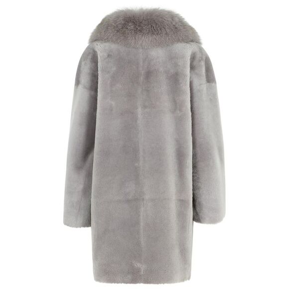 Blancha Grey Leather Coat Women - Picture 3 of 3